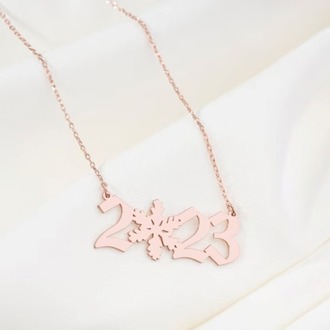 Navan 925 Ayar Gümüş Kar Tanesi Detaylı Yıl Kolyesi (Gold, Silver ve Rose)
