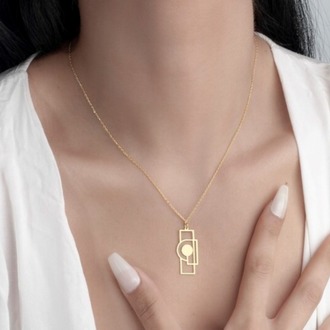 Navan 925 Ayar Gümüş Geometrik Minimal Kolye (Gold, Silver ve Rose)