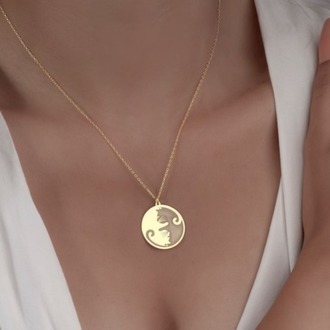 Navan 925 Ayar Gümüş Yin Yang Kedi Kolye (Gold, Silver ve Rose)
