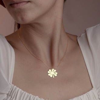 Navan 925 Ayar Gümüş Dört Yapraklı Yonca Kişiye Özel Harf Kolyesi (Gold, Silver ve Rose)
