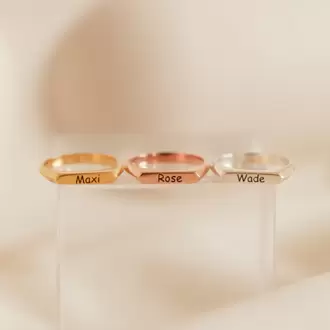 Bar Name Ring | Altın Gümüş Rose Kaplama | Özel Tasarım | Kutulu Hediye