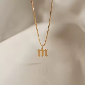 Initial Necklace with Box Chain | Altın, Gümüş Kaplama | Özel Tasarım | Kutulu Hediye