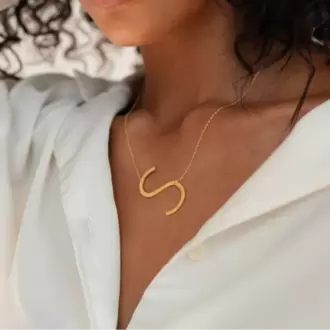 Navan 925 Ayar Gümüş Kişiye Özel Büyük Harf Kolye (Gold, Silver ve Rose)