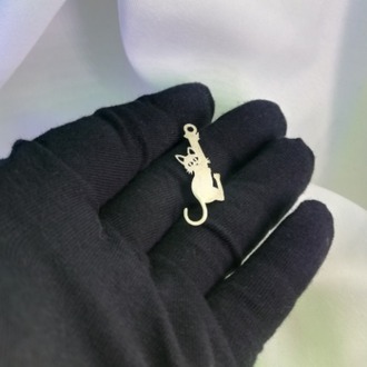 Navan 925 Ayar Gümüş Askıda Kalan Can Dostu Kolyesi (Kedi)