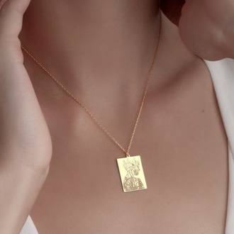 Navan 925 Ayar Gümüş Gravür Siluet Kolye (Gold, Silver ve Rose)