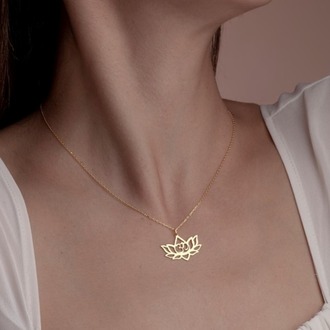 Navan 925 Ayar Gümüş Lotus Çiçeği ve Ohm Sembolü Kolyesi (Gold, Silver ve Rose)