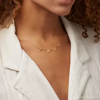 Satellite Name Necklace • Letter Necklace | Altın Kaplama | Özel Tasarım | Kutulu Hediye
