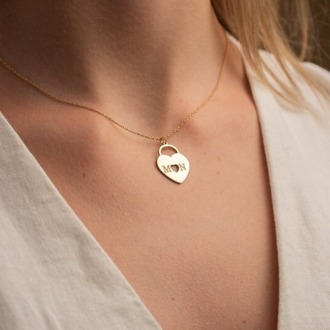 Navan 925 Ayar Gümüş Kilit Kalp Kolye (Gold, Silver ve Rose)