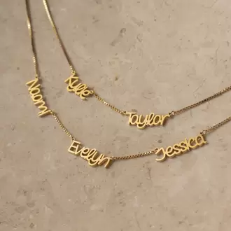 Multi Name Necklace  | Altın Kaplama | Özel Tasarım | Kutulu 