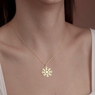 Navan 925 Ayar Gümüş Kar Tanesi Kolyesi (Gold, Silver ve Rose)