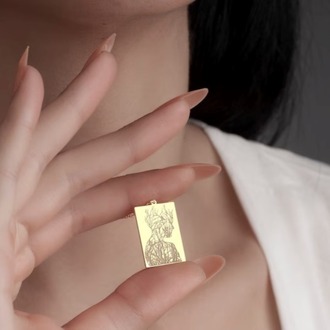 Navan 925 Ayar Gümüş Gravür Siluet Kolye (Gold, Silver ve Rose)