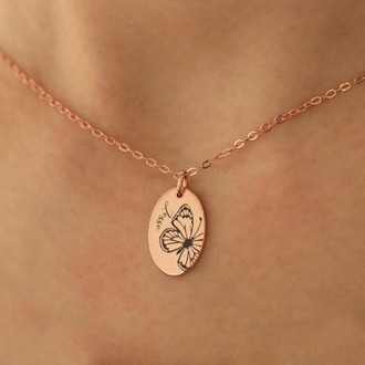 Navan 925 Ayar Gümüş Kelebek Doğum Ayı Kolyesi (Gold, Silver ve Rose)