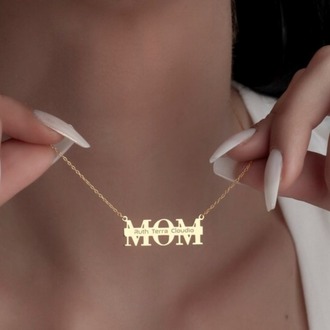 Navan 925 Ayar Gümüş Kişiye Özel MOM Kolye (Gold, Silver ve Rose)