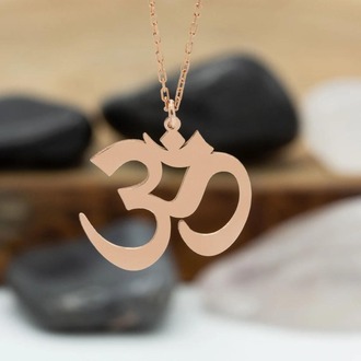 Navan 925 Ayar Gümüş Om Sembolü Kolye (Gold, Silver ve Rose)