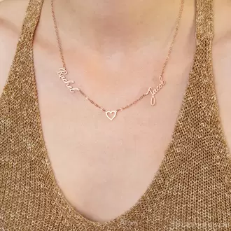 Three Name Necklace in Rose Gold | Altın Gümüş Kaplama | Özel Tasarım | Kutulu Hediye