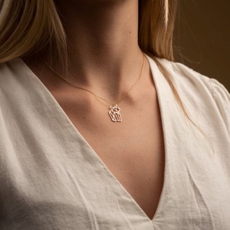 Navan 925 Ayar Gümüş Geometrik Kedi Kolye (Gold, Silver ve Rose) – Kişiye Özel