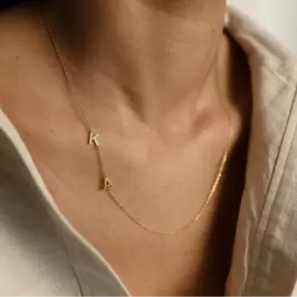 Off-Center Letter Necklace | Altın Kaplama | Özel Tasarım | Kutulu Hediye