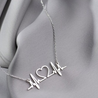 Navan 925 Ayar Gümüş Kalp Atışı Kolyesi (Gold, Silver ve Rose)