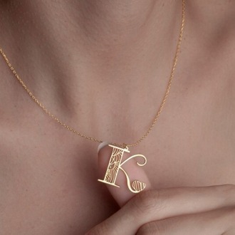 Navan 925 Ayar Gümüş Kişiye Özel Harf Kolyesi (Gold, Silver ve Rose)
