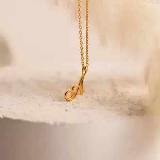 Script Initial Necklace | Altın Kaplama | Özel Tasarım | Kutulu Hediye