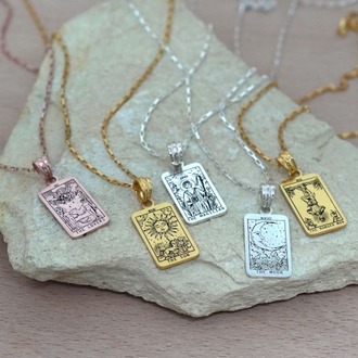 Navan 925 Ayar Gümüş Tarot Kartı Kolyesi (Gold, Silver ve Rose)