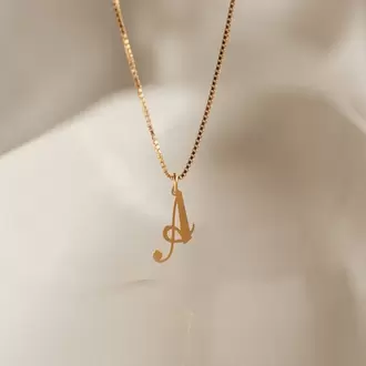 Initial Necklace with Box Chain | Altın, Gümüş Kaplama | Özel Tasarım | Kutulu Hediye
