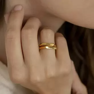 Bar Name Ring | Altın Gümüş Rose Kaplama | Özel Tasarım | Kutulu Hediye