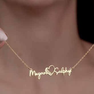 Navan 925 Ayar Gümüş Çift İsimli Kalp Kolyesi (Gold, Silver ve Rose)