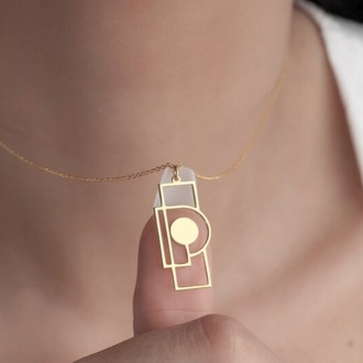 Navan 925 Ayar Gümüş Geometrik Minimal Kolye (Gold, Silver ve Rose)