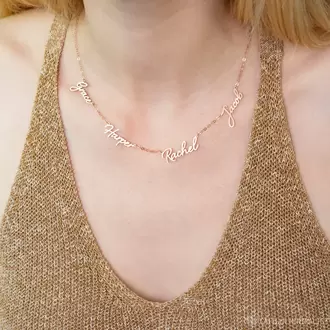 Three Name Necklace in Rose Gold | Altın Gümüş Kaplama | Özel Tasarım | Kutulu Hediye