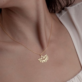 Navan 925 Ayar Gümüş Lotus Çiçeği ve Ohm Sembolü Kolyesi (Gold, Silver ve Rose)