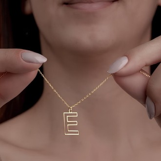 Navan 925 Ayar Gümüş Kişiye Özel Minimal Harf Kolye (Gold, Silver ve Rose)
