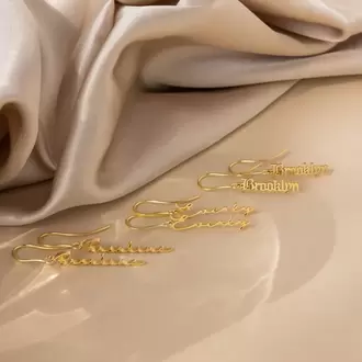 Dangling Name Earrings | Altın Gümüş Rose Kaplama | Özel Tasarım | Kutulu Hediye