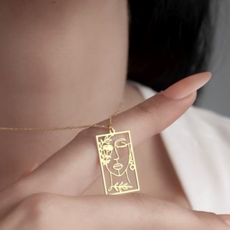Navan 925 Ayar Gümüş Sanatsal Siluet Kolyesi (Gold, Silver ve Rose)