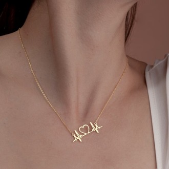 Navan 925 Ayar Gümüş Kalp Atışı Kolyesi (Gold, Silver ve Rose)