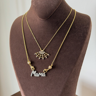 ✨ Ok Detaylı Taşlı Gold Kolye – 14K Altın Kaplama Çelik Kolye