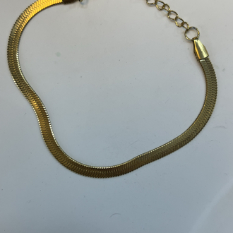 14 Ayar Altın Görünümlü Çelik İtalyan Balık Sırtı Gold Bileklik 