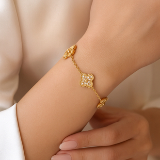 316L Paslanmaz Çelik Taşlı Van Cleef – Kararmayan, Suya ve Parfüme Dayanıklı