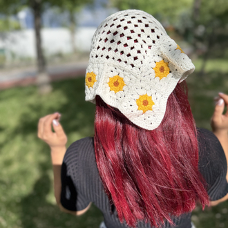 Örgü çiçekli bandana
