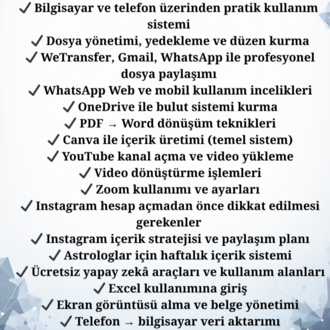 BİLGİSAYAR KULLANIMI & ASTROLOJİ DİJİTAL SİSTEM EĞİTİMİ