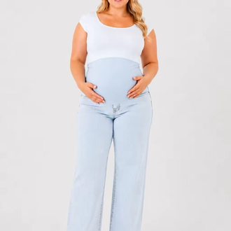 Büyük Beden Hamile Kot Pantolon -Karın Destekli ve Ayarlanabilir Belli Jeans