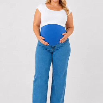 Büyük Beden Hamile Kot Pantolon -Karın Destekli ve Ayarlanabilir Belli Jeans