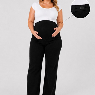 Büyük Beden Hamile Kot Pantolon -Karın Destekli ve Ayarlanabilir Belli Jeans