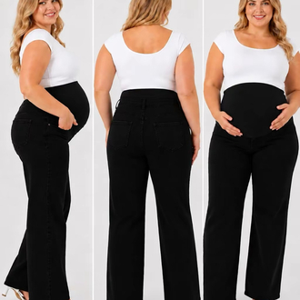 Büyük Beden Hamile Kot Pantolon -Karın Destekli ve Ayarlanabilir Belli Jeans