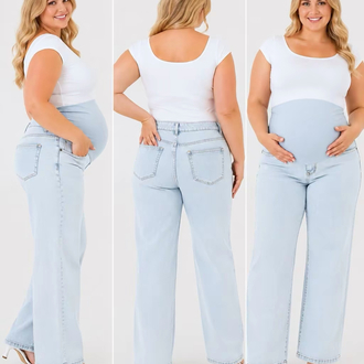 Büyük Beden Hamile Kot Pantolon -Karın Destekli ve Ayarlanabilir Belli Jeans