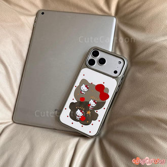 cute hello kitty kırmızı kalp siyah desenli telefon kılıfı