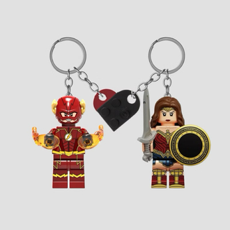 maroon flash & black wonder woman couple anahtarlık figür seti