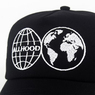 allhood globe classic baseball şapka dünya temalı siyah günlük aksesuar
