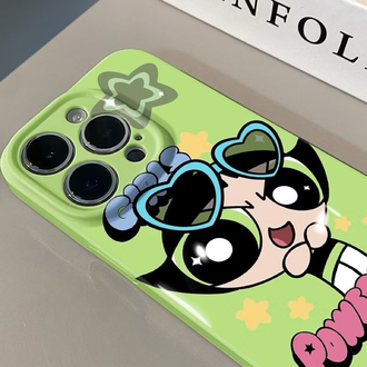 powerpuff girls pink heart glossy iphone kılıfı tatlı stil