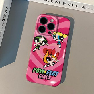 powerpuff girls pink heart glossy iphone kılıfı tatlı stil